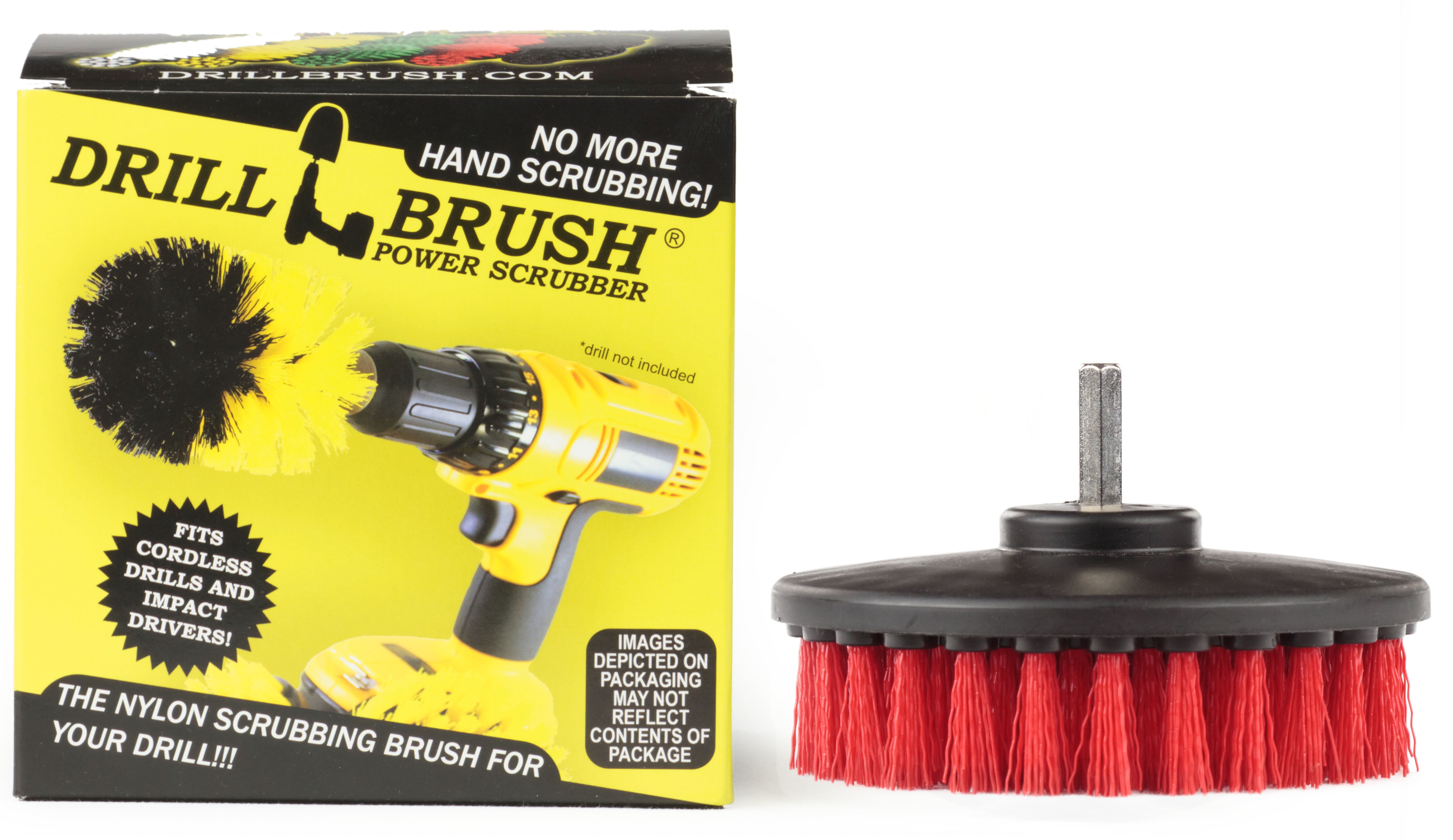 Red Drill Brush Heavy Duty Cleaning Brush with Stiff Bristles by