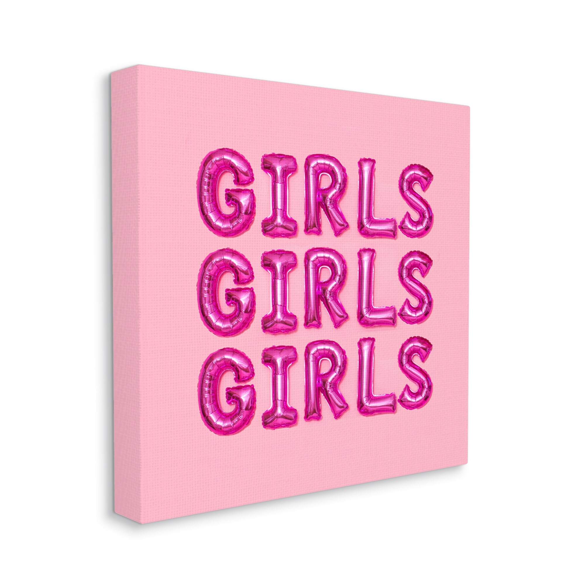 Stupell Industries Pink Girls Balloon Letters Bold Stylish Typography Graphic Art Gallery Wrapped Canvas Print Wall Art, Design by LISH creative