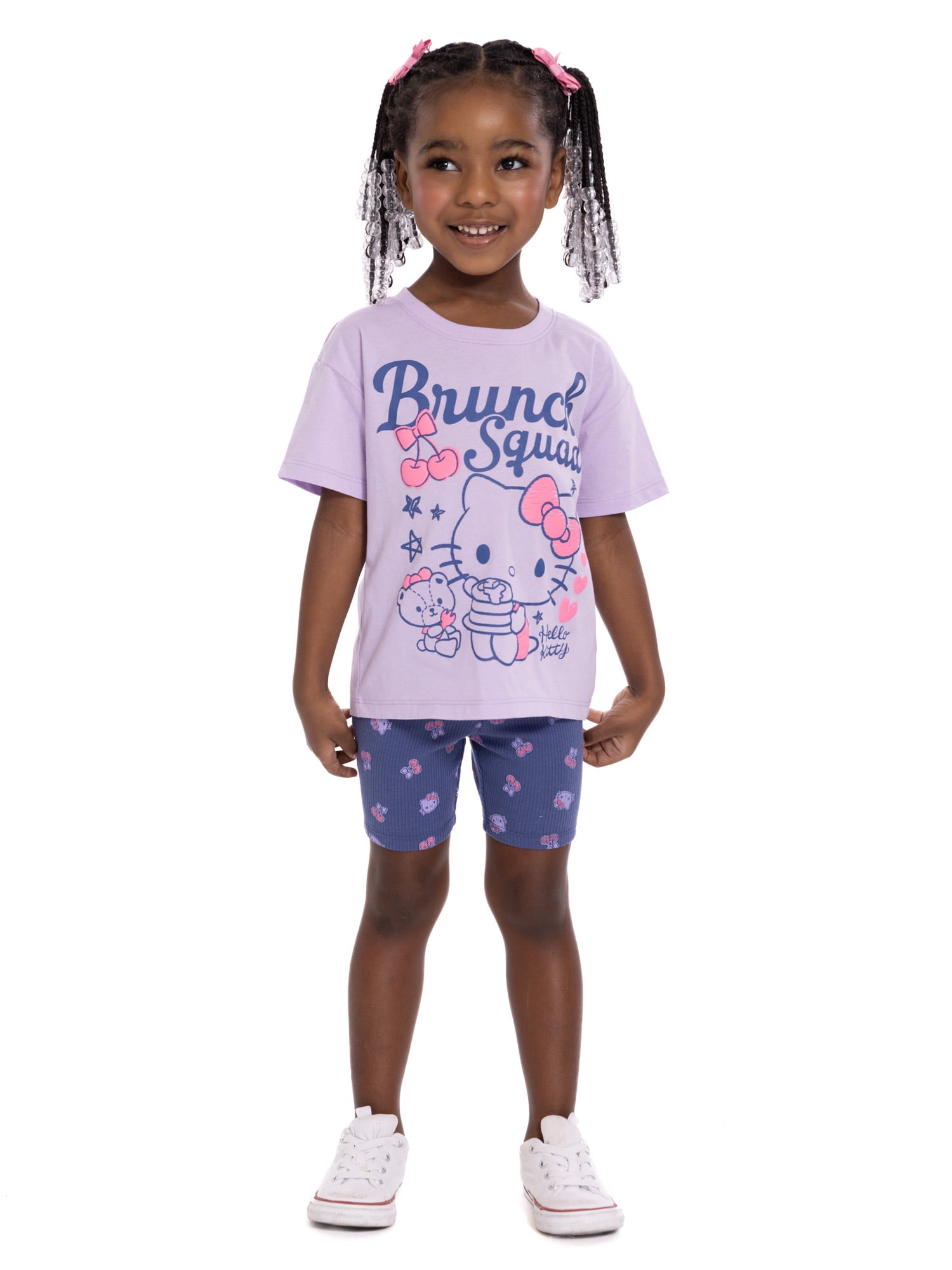 Hello Kitty Toddler Girls Graphic Tee and Bike Shorts Set, 2-Piece, Sizes 12M-5T