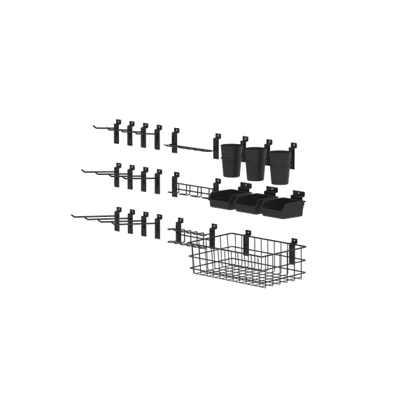 Hyper Tough 28-Piece Slatwall Accessories Organizer Kit for Garage, Workshop, and Utility Space