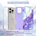 thumbnail image 2 of CASEFIV for iPhone 16 Pro Max Case,Marble Pattern 3 in 1 Heavy Duty Shockproof Rugged Hard PC+Soft Silicone Drop Protective Girls Women Cover,Light Purple, 2 of 6