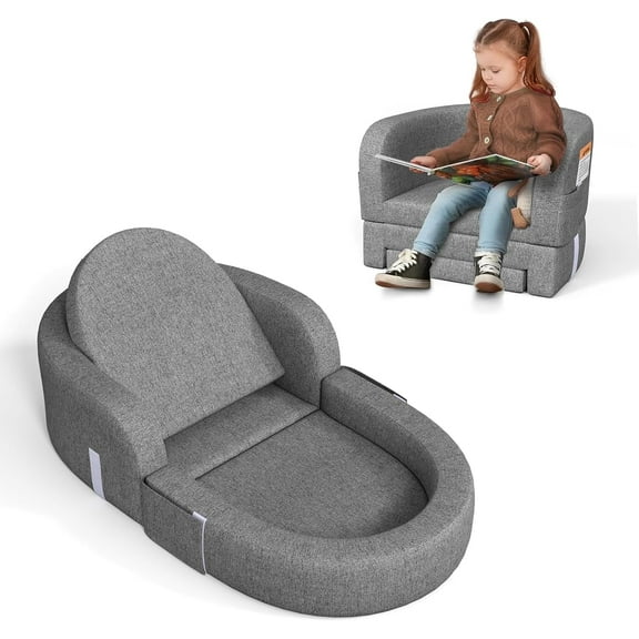 Cowiewie Toddler Travel Bed 2-in-1 Kids Sofa Chair with Removable Cover, Portable Foldable Toddler Bed for Travel with Carrying Bag