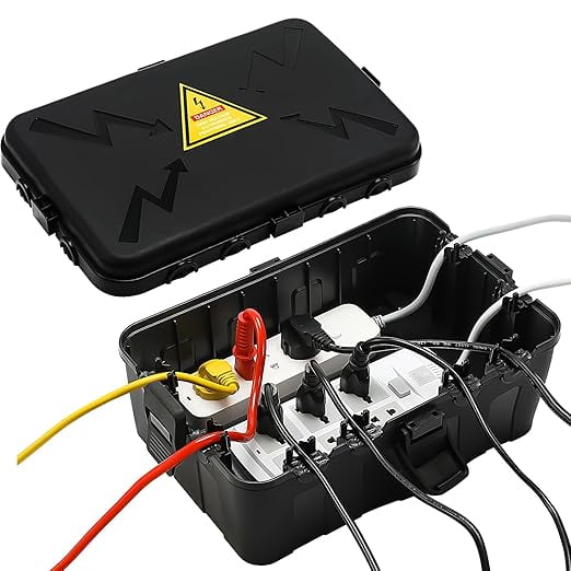 Large Outdoor Electrical Box Waterproof(12.5x8.5x5inch),IP54 Waterproof Outdoor Outlet Covers,Weatherproof Extension Cord Covers Protect Outlet,Plug,Timer,Power Strip,Holiday Light,Black