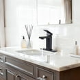 thumbnail image 4 of Wowow Single Handle Single Hole Bathroom Faucet with Supply Line and Deckplate in Matte Black, 4 of 7