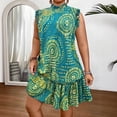 thumbnail image 6 of CHUMUD Plus Size Short Dresses for Women Boho Sleeveless Ruffle Mock Neck Flowy A Line Mini Dress Summer Vacation Floral Sundress, 6 of 9