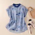 thumbnail image 1 of TaTaai 2026 Summer Women’s Raglan Sleeve Polo Tee Short Sleeve Loose Blouse Casual Lapel Button Printed Fashion Top Soft Polyester Daily Shirt Gift, 1 of 9