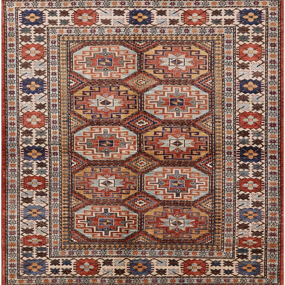 Ahgly Company Machine Washable Indoor Square Industrial Modern Camel Brown Area Rugs, 3' Square