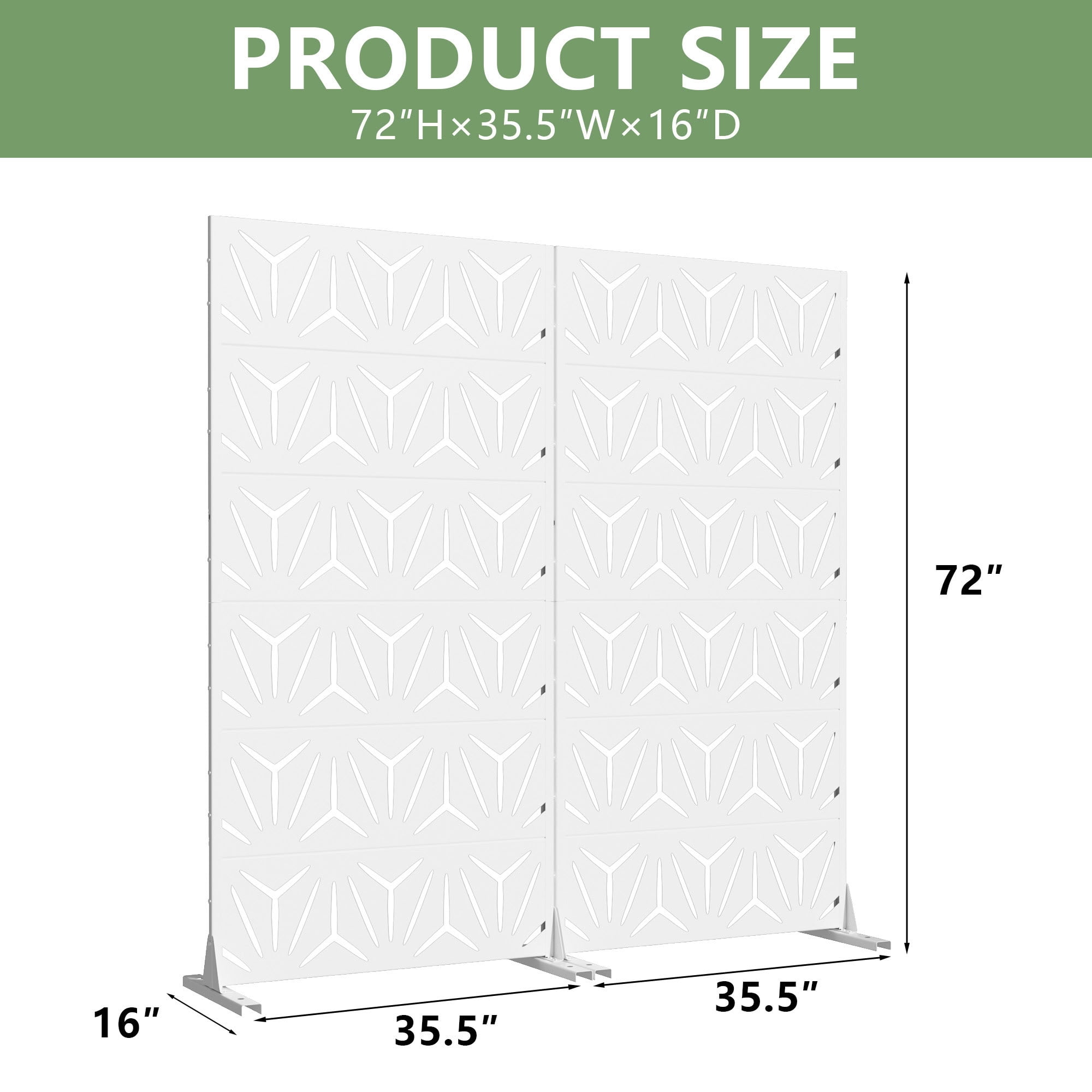 MAYEERTY 6 Panels Metal Outdoor Privacy Screen Panel Garden Divider Patio Backyard Decorative Privacy Fence 2Pcs, 72×35.4×15.7in