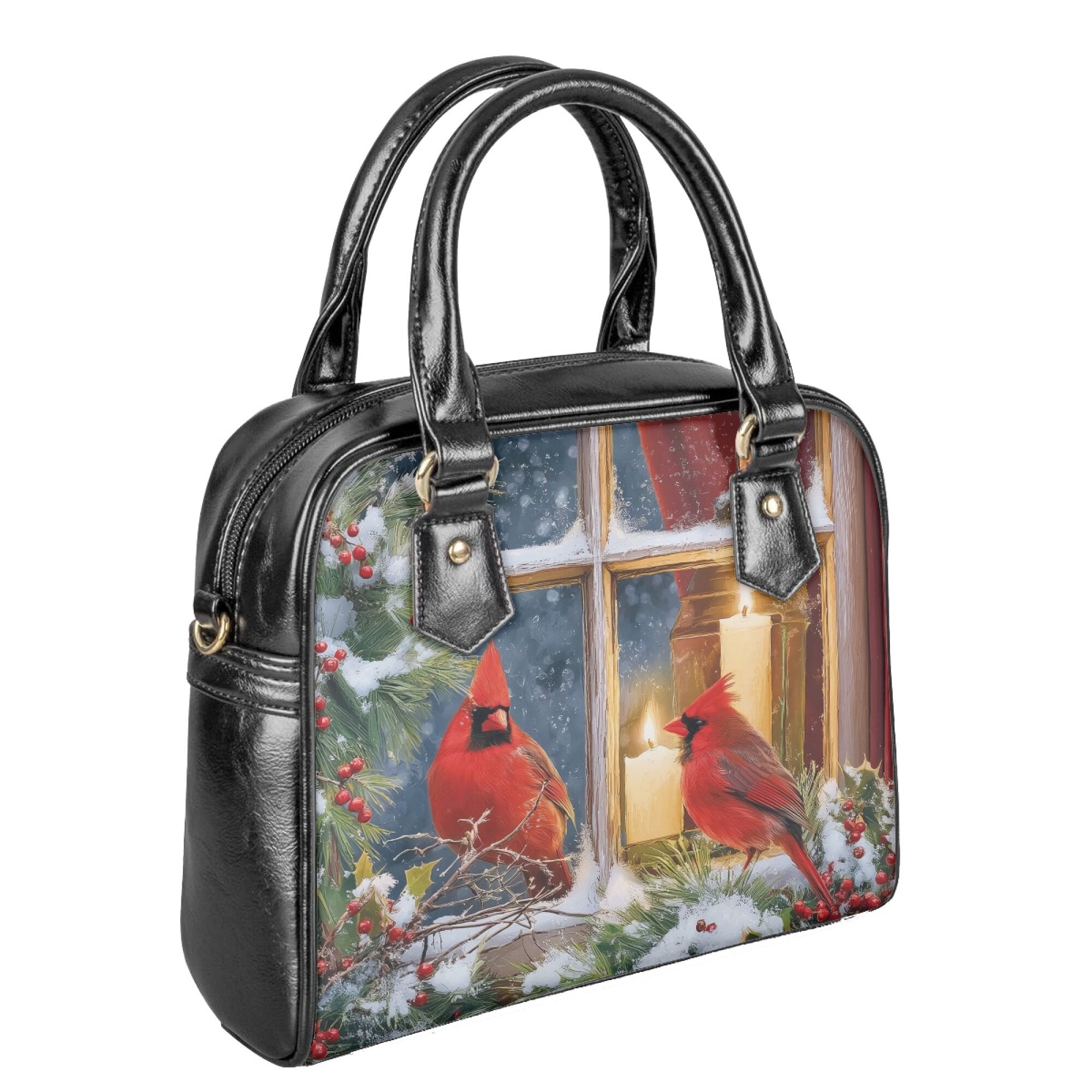 Tutolipy Cardinal Printed Handbag Crossbody Bag Waterproof Leather Satchel Shoulder Cross Body Bag for Women, Ladies Top Handle Satchels with Inner Pockets for Shopping, Blue and Red