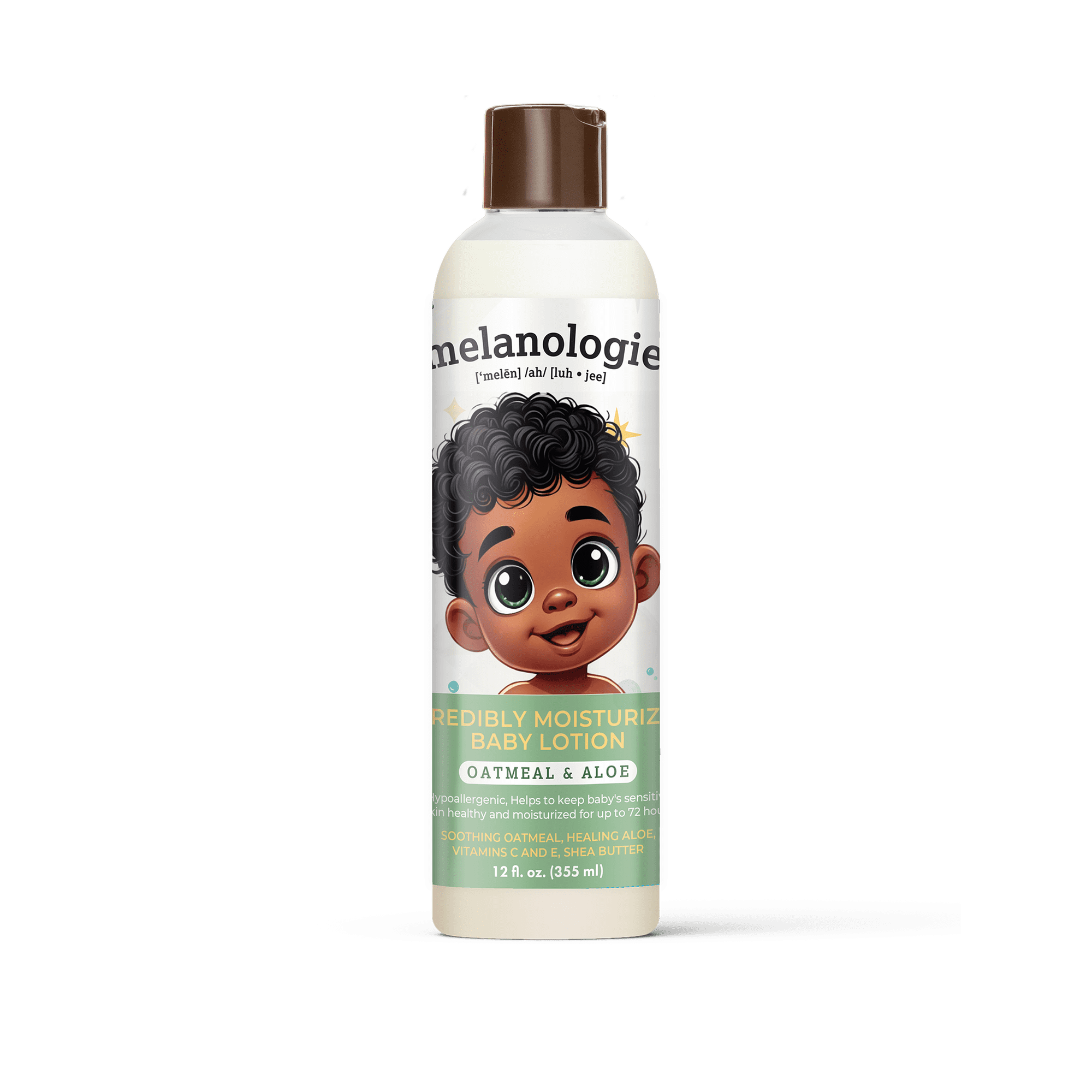 Melanologie Incredibly Moisturizing Baby Lotion with Oatmeal & Aloe 12 fl oz