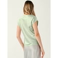 thumbnail image 3 of DARING DIVA Women's Satin Cowl Neck Short Sleeve Casual Blouses L Light Green, 3 of 6