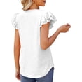 thumbnail image 5 of UVN Tank Tops for Women Summer Ruffle Short Sleeve Shirts Ladies Dressy Casual V Neck Blouses, 5 of 7