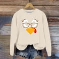 thumbnail image 4 of FAOWME Women Thanksgiving Pullover Long Sleeve Round Neck Cute Turkey Print Casual Loose Fit Sweatshirt For Fall Winter Daily Wear Beige L, 4 of 5
