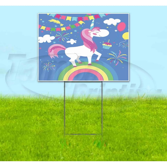 Happy Birthday (18" x 24") Yard Sign, Includes Metal Step Stake