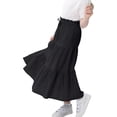 thumbnail image 2 of Maxi Ruffled Skorts for Girls Button Front High Waisted Long Skirt with Belt and Pocket, 2 of 5