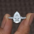 thumbnail image 5 of SOLITAIRE JEWELS 3CT Pear Cut Moissanite Engagement Ring 18K White Gold Hidden Halo Pave Accent Ring, 5 of 5