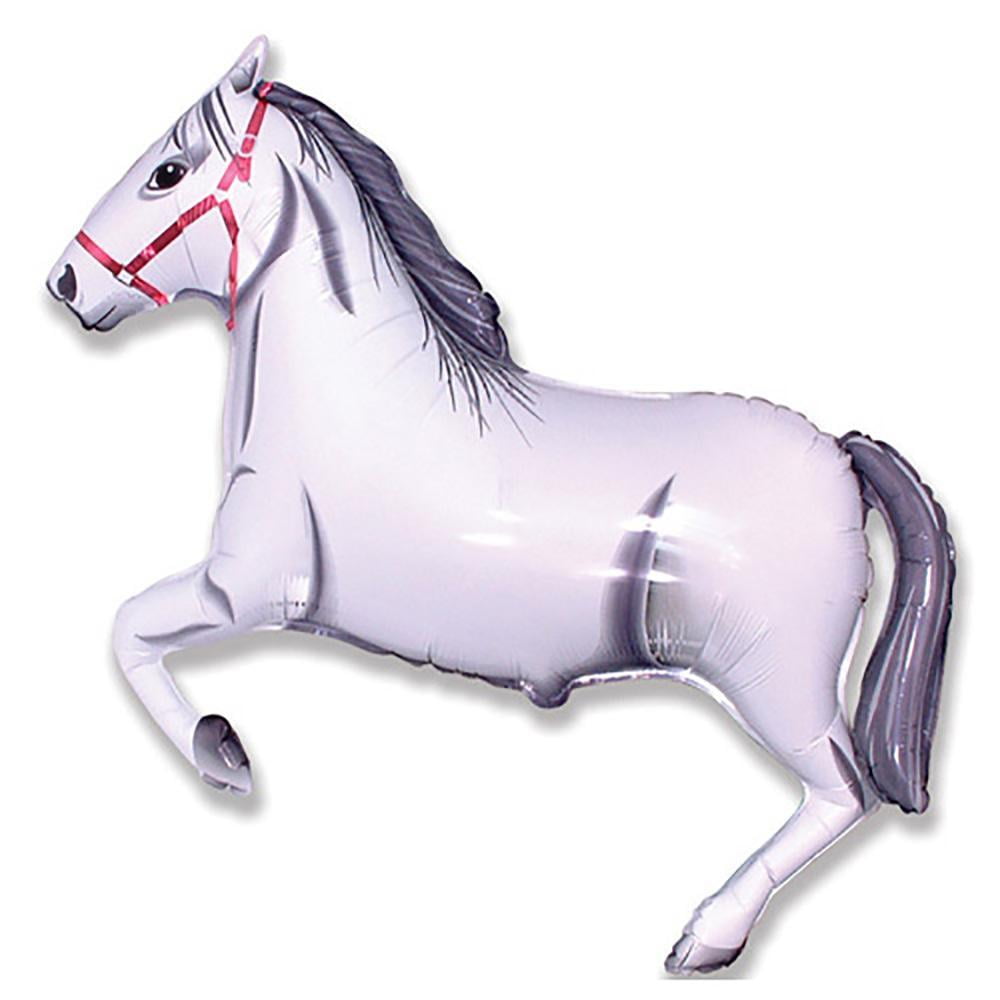 LOONBALLOON Animal Theme Balloons, 42″ HORSE WHITE