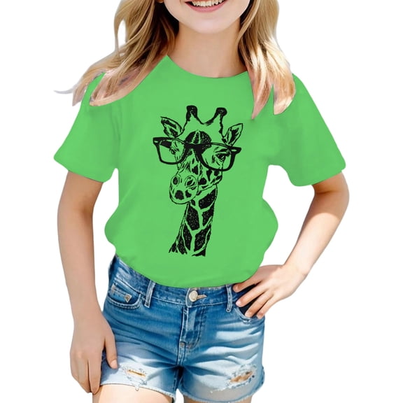 FYDUU Graphic T-Shirt for Boys Cute Casual Printed Short Sleeve T Shirts Summer Crewneck Tops Cartoon Print Stylish Tee Shirts Kids 4-5 Years