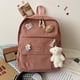 thumbnail image 2 of Mochila de pana Kawaii con colgante de oso lindo, mochila escolar para computadora portátil de estilo preppy, mochila de viaje de dibujos animados lindo, 2 of 4
