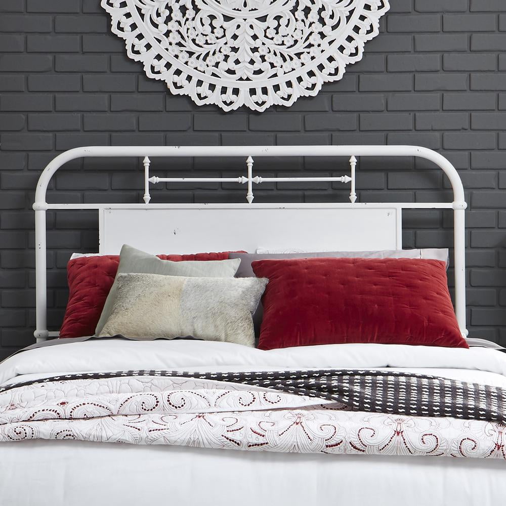Liberty Furniture Industies, INC Vintage Series Queen Metal Headboard - Antique White in Distressed Metal