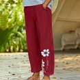 thumbnail image 4 of Heiheiup Dresses For Women 2024 Ladies' Solid Summer Cotton And Linen Loose Breathable Slacks, 4 of 4