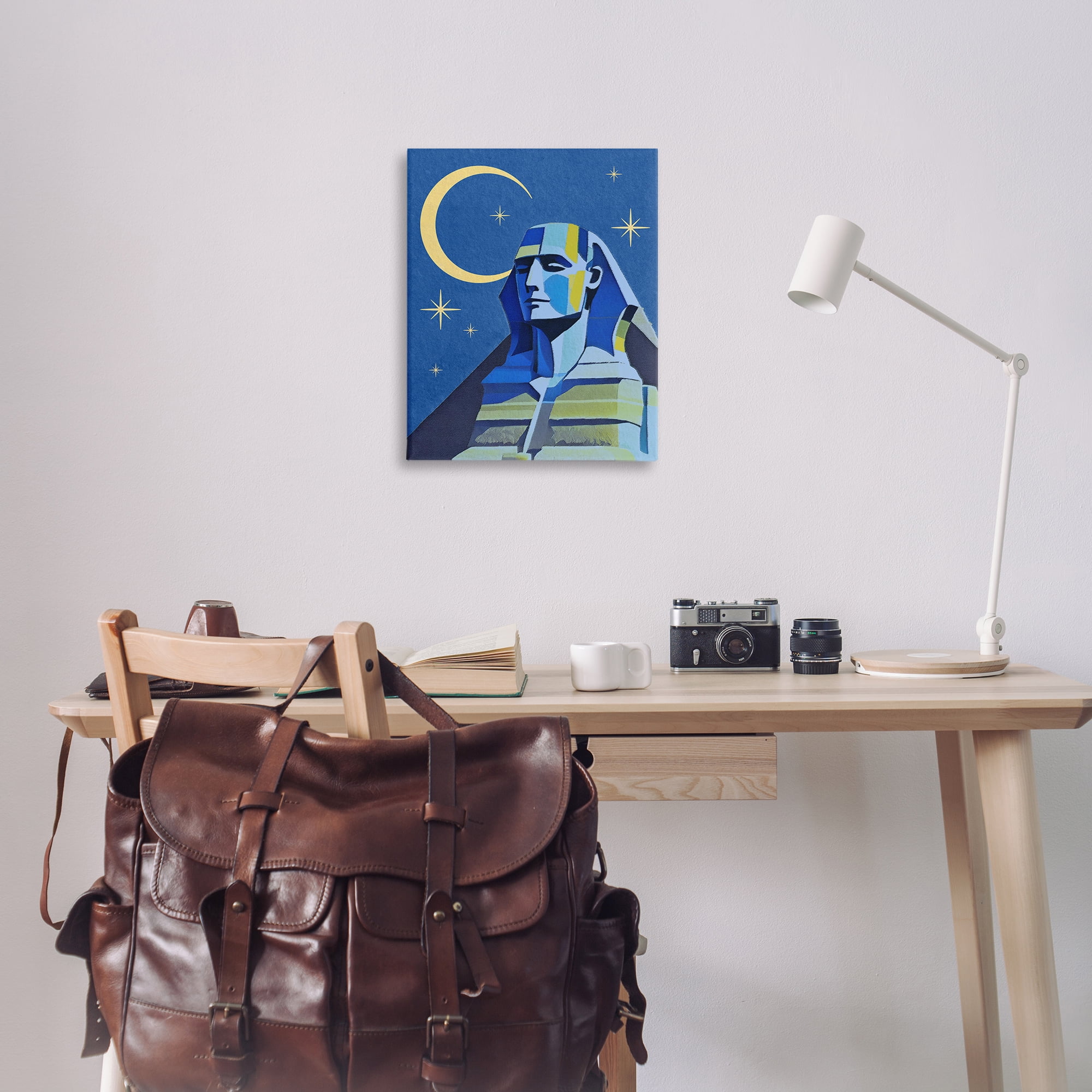Stupell Industries Sphinx with Moon Buildings & Architecture Painting Wrapped Canvas Art Print Wall Art, 24 x 30