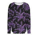 thumbnail image 5 of Xdegoge Plus Size Tops for Curvy Women Floral Print Tunic Shirt Pleated Crewneck Dressy Casual Blouses Oversized Stretch Soft Comft Loose Fit Tshirt Fall Fashion Clothes Streetwear, L-5XL, 5 of 7