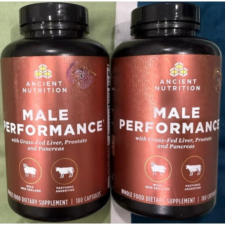 2X Ancient Nutrition Male Performance Grass-Fed 180X2=360ct Exp07/2025+ New Ship