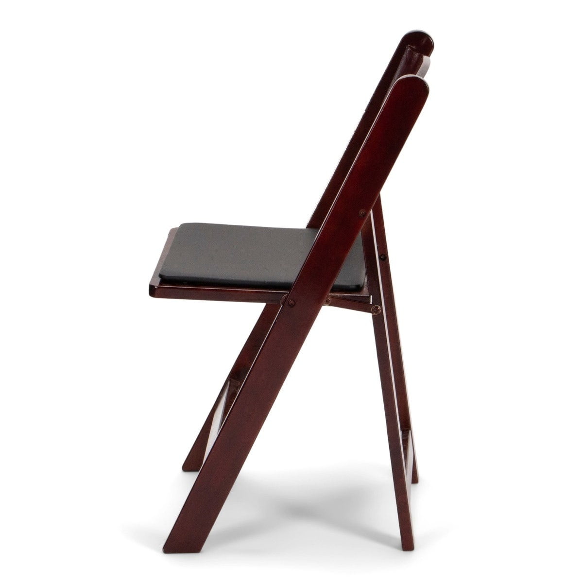 Titan Series Wood Folding Chair - Mahogany with Black Pad - 4 Pack