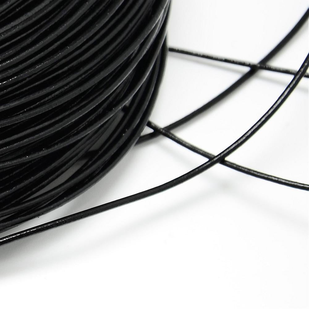 1bundle Round Cowhide Leather Cord Leather Rope String for Bracelets Necklaces Black 1mm about 100yard/bundle