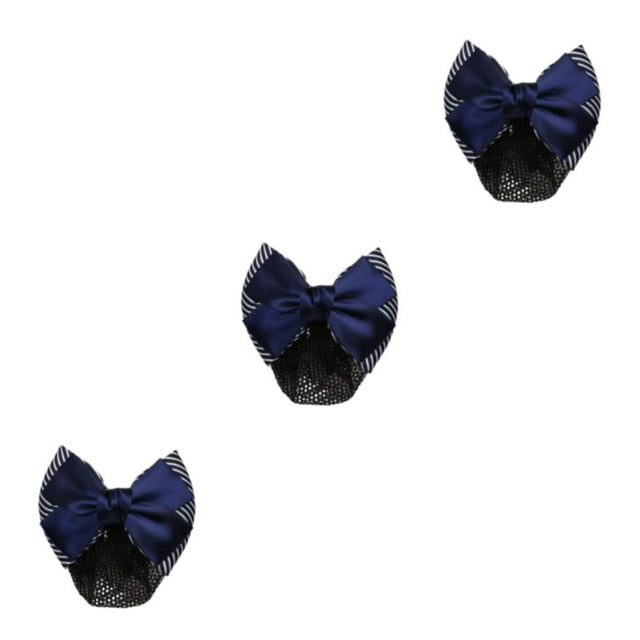 Decodeary Professional Hair Plate Mesh Pocket Practical Snood Net Elegant And Professional Thick Stripes- Blue 3Set
