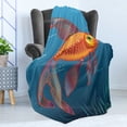 thumbnail image 4 of Goldfish Soft Flannel Fleece Throw Blanket, Aquarium Illustration of Golden Fish on Sea Water Background, Cozy Plush for Indoor and Outdoor Use, 50" x 60", Vermilion Orange, by Ambesonne, 4 of 5
