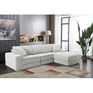 Roundhill Furniture Bergen Silverton Pewter Fabric Sectional Sofa