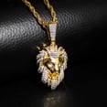 thumbnail image 4 of Hip Hop Micro Paved AAA+ Cubic Zirconia Iced Out Bling Male Lion 14K Yellow Gold Pendants Necklace for Men Rapper Jewelry, 4 of 8