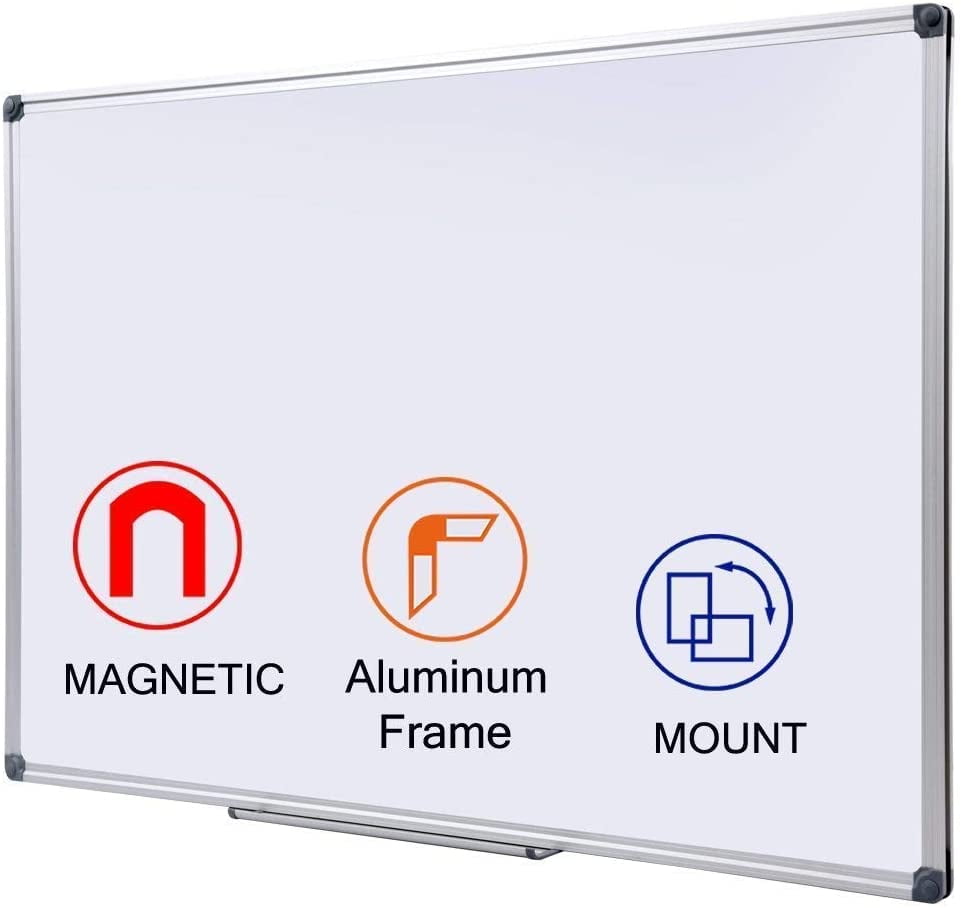 Photo 1 of 48 x 36 Inch Large Magnetic Dry Erase Board with Pen Tray Wall-Mounted Aluminum Portable Message Presentation White Board for Kids, Students Teachers