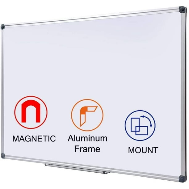 48 x 36 Inch Large Dry Erase Board with Pen Tray WallMounted