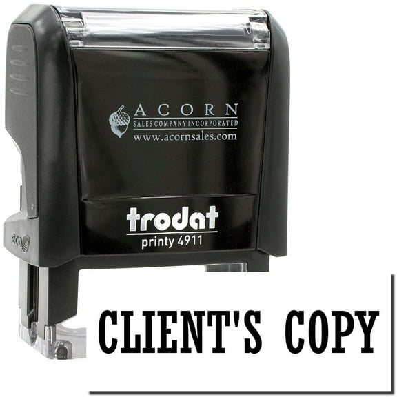 Self-Inking Client's Copy Stamp, Trodat Printy 4911, Press and Print Stamping, Impression Size 5/8" x 1-1/2", Up to 10,000 Impressions - Black Ink