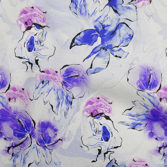 oneOone Polyester Lycra Blue Fabric Floral & Diy Clothing Quilting Fabric Print Fabric By Yard 56 Inch Wide