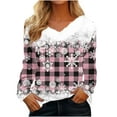 thumbnail image 2 of DPTALR Woman Long Sleeve V-Neck Printing Blouse Causal Pullover Long Sleeve Tops, 2 of 4