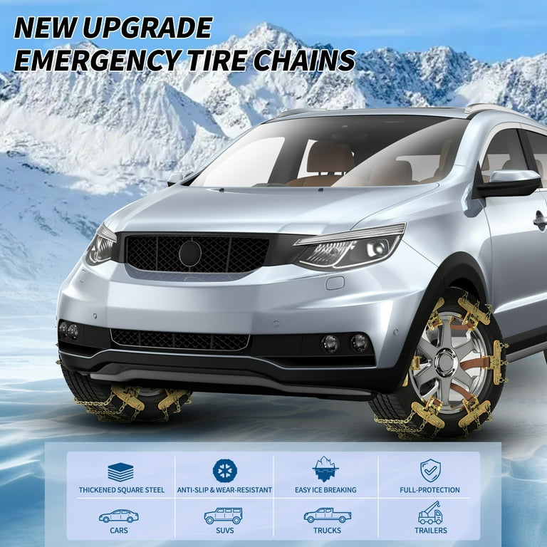 NAIZEA 6 Pack Tire Chain, Adjustable Anti-skid Chain for Tire Width  8.5-11.2, 215-285 mm Snow Chains for Car, SUV, Truck