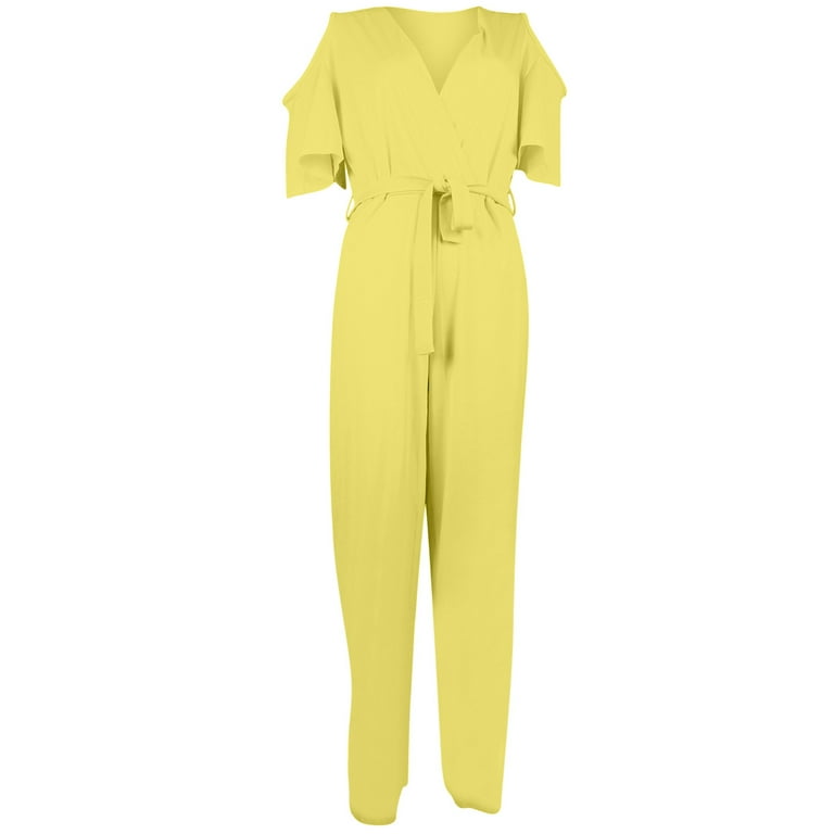 Levmjia Womens Jumpsuits Wide Leg Plus Size Solid Color 3/4 Sleeve