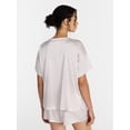 thumbnail image 4 of Joyspun Women’s Short Sleeve Stretch Satin Top and Shorts Pajama Set, 2-Piece, Sizes XS-3X, 4 of 6