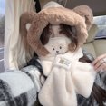 thumbnail image 3 of YAOBAMM Scarf Hat Set Winter Bear Ear Hat Adorable Soft Thickened Cold Proof Ear Protection Beanie, 3 of 7