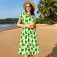 thumbnail image 4 of Easygdp Broccoli Vegetables para Vestido Transpirable de Mujer, Vestido Suelto de Manga Corta con Pliegues y Bolsillos para el Verano, 4 of 6