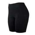 thumbnail image 2 of Women's High Waist Soft Ultra Stretch Yoga Shorts Leggings with 2 Side Pockets Pack of 3 Black, 2 of 4