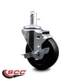thumbnail image 2 of 4 Inch Soft Rubber Wheel Swivel 7/16 Inch Grip Ring Stem Caster with Brake SCC, 2 of 2