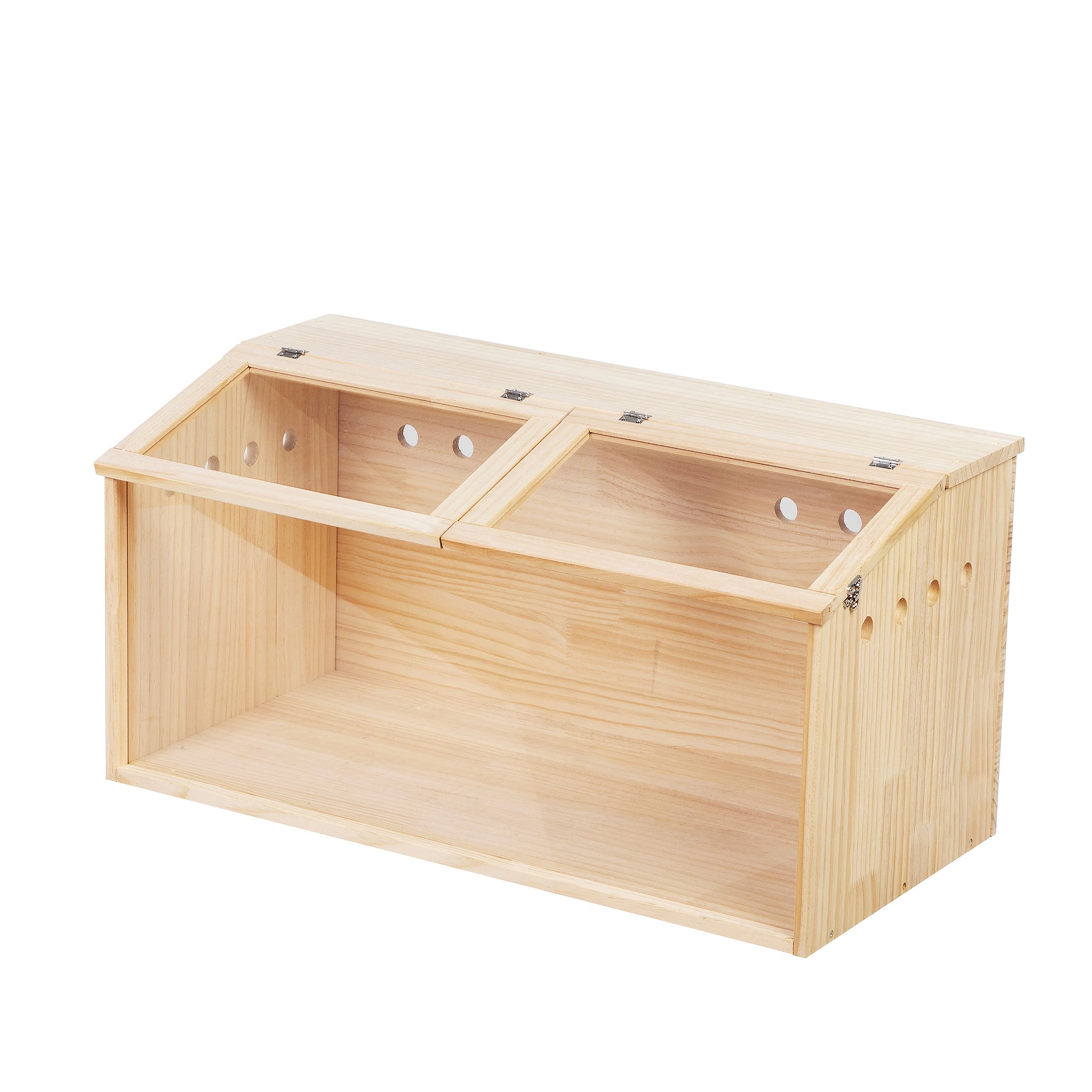 JERFIT Large Transparent Acrylic Hamster Cage with Wooden Frame, Natural Wood Small Animal Hutch Habitat for Rabbits, Guinea Pigs, Gerbils, Ferrets