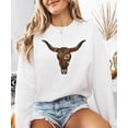 thumbnail image 5 of Western Longhorn Skull Sweatshirt for Women Vintage Cow Skull Graphic Pullover White Sweatshirt Adult X-Large, 5 of 7