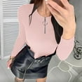thumbnail image 2 of CAICJ98 Sweaters For Women Cardigan Open Front Women's Crew Neck Long Sleeve Color Block Knit Sweater Casual Pullover Jumper Tops Pink,XL, 2 of 3