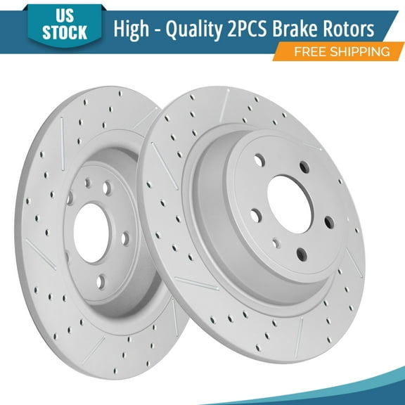 YXPCARS 2PCS Rear Brake Rotors(120.61103), Drilled & Slotted Disc Rotors Kit for Ford Fusion Lincoln MKZ